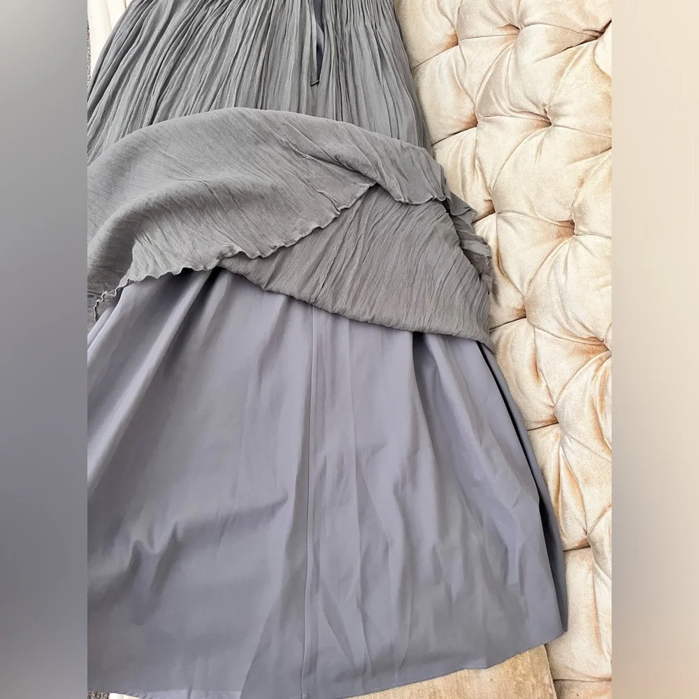 J Crew Arabelle Silk Gray Dress Xs 2P Strapless Formal Evening Gown Full Length